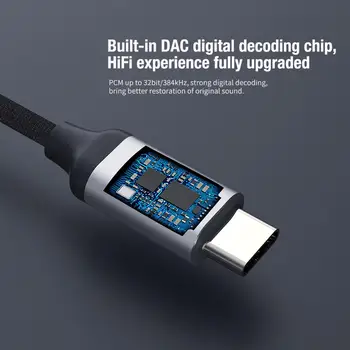 HiFi Dekódovanie Zosilňovač Pre Samsung S20 /Plus /Ultra Nillkin Obnovu Zvuku Typu C na 3,5 mm konektor pre Slúchadlá Audio Interface Adapter