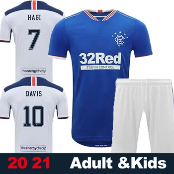 2020-21 Rangerses Prispôsobiť Tees T-shirt Dresy Pre Tids Dospelých Glasgow Rangers Camisa Domov Lanis Hagi Morelos Defoe Futbal