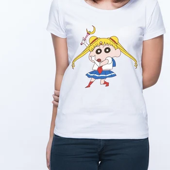 Letné biely top, topy vtipné tričko Sailor Moon grafické t košele tees kawaii Japonsko kreslené anime t shirt ženy estetické oblečenie
