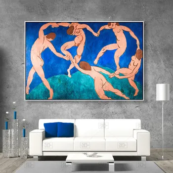 Umelec Matisse Klasické Tanečné Umelecké Plátno Tlačiť Maľovanie Plagátu Umenie Moderné Modrá Obrazov Na Stenu Pre Obývacia Izba, Home Decor
