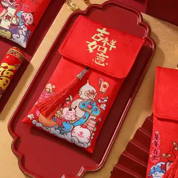 Vyšívané Červené Obálky Nový Rok Červené Obálky Textílie Červená Paketové Čínsky Šťastný Nový Rok Červená Paketové 2021Gifts