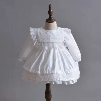 Dieťa dievča oblečenie fotografie rekvizity háčkovanie novorodenca oblečenie, dojčenské oblečenie 0-36 mesiacov oblečenie Biele Čipky Princezná Šaty svadobné