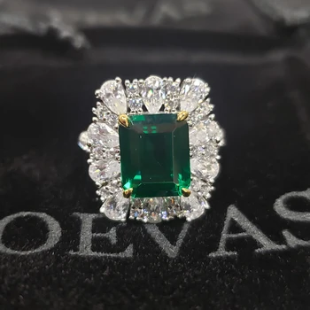 OEVAS 925 Sterling Silver 9*11 mm Emerald Snubné Prstene Pre Ženy Šumivé Vysokým počtom atómov Uhlíka Diamant Strany Jemné Šperky Veľkoobchod