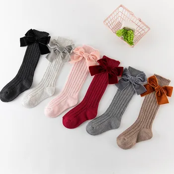 2020 Nové Deti, Dievčatá Princezná Velvet Luk Elegantné Ponožky Deti Lúk V Trubice Ponožky.Roztomilé Dieťa Batoľa Kolená Vysoké Vlny Pletené Ponožky