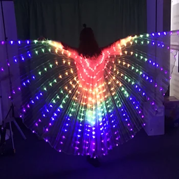 Dospelých LED dance krídla motýľ svetelný tanečné rekvizity farebné fluorescenčné zobraziť brušného tanca plášť krídla s palicami