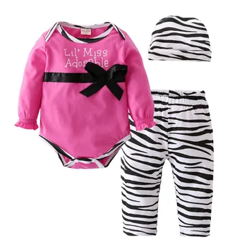 2020 Nový Štýl Baby Dievčatá Oblečenie Jesenné Módne Dlhé rukávy Remienky+Nohavice+Klobúk Novorodenca Oblečenie 3 Ks/Suit Infant Oblečenie Set sa