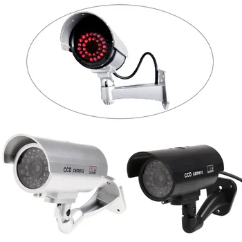 Vonkajší Krytý Falošný Bezpečnostný Dohľad Figuríny Fotoaparát Noc CCTV S LED Svetlom