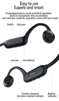 Kostné vedenie Bluetooth headsetgcd01 ucho-montáž IPX8 vodotesné triede, Bluetooth 4.0, športové headset 8G pamäť