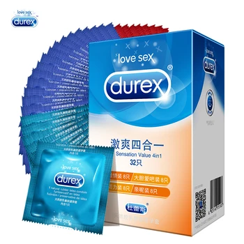 Durex 32pcs / pack pocit hodnota 4in1 ultra-tenké váš telefón mazané kondómy sexuálne hračky kondóm pre mužov vanilková príchuť