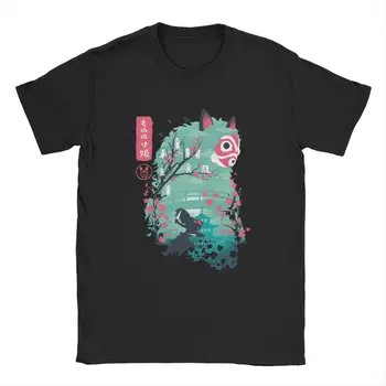 Pánske Japonský Ukiyo E Princezná Mononoke Klasické T Tričko Ghibli Bavlnené Oblečenie Novinka Krátky Rukáv Crewneck Tees 5XL T-Shirt