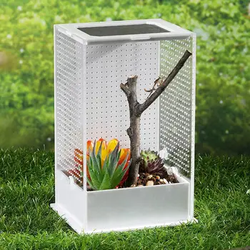 Transparentné Akrylátové Plaz Kŕmenie Box Hmyzu Box Mantis Chov Box Hmyzu Plaz Klietky Terárium Kŕmenie Box