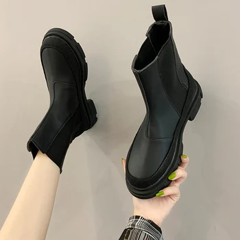 2020 Módne Ženy Ležérne Topánky Chelsea Boots Ženy Pohodlné Slip-on Členková Obuv Jeseň Značky Dizajnér Ženské Topánky Platformu