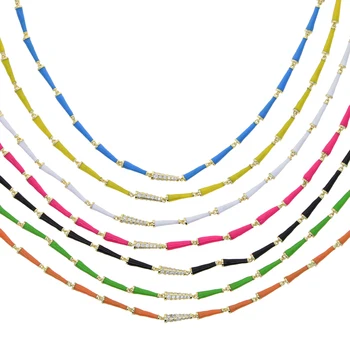 Candy Neon farebné ženy šperky, Zlato, farby, geometrické spike korálkové reťazí golier choker náhrdelník