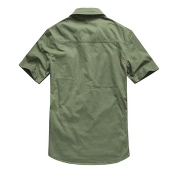 Leto, Bavlna Vojenské Armády Mens Košele Pevné Priedušná Krátky Rukáv Cargo Bežné Tričko mužov Camisa Masculina Plus Veľkosti 4XL