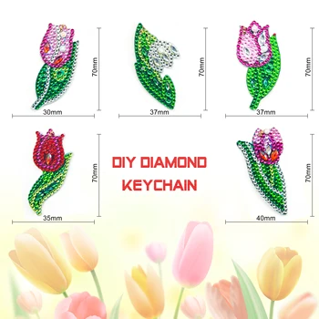 5 ks DIY Špeciálny Tvar Diamantu Maľovanie Keychain Kvety Plné Vŕtanie Diamantom Výšivky Keychains Pre Ženy Taška prívesok Prívesok