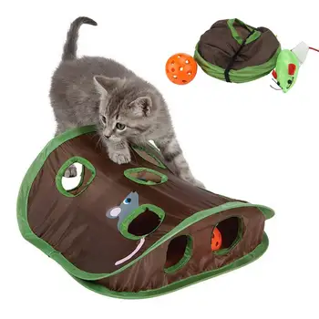 Pet Mačka Myši, Hra Inteligencie Hračka Bell Stan S 9 Jamkové Mačky Hrá Tunel Skladacia Mačiatko Mouse Hunt Hračky Udržuje Mačiatko Aktívne