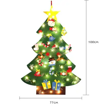 Cítil Vianočný Stromček DIY Mäkké Vianočný Stromček s Ozdoby a String Svetlo Christma dekorácie Santa Claus Vianočný Strom