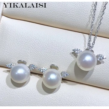 YIKALAISI 925 Sterling Silver Šperky, Perly sady 2020 Jemné Prírodné Perly jewelry9-10 mm držiaky Pre Ženy veľkoobchod