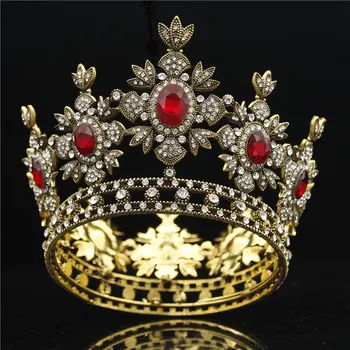 Barokové Svadobný Koruny Čierne Šaty Tiara Koruny Gold Royal King Diadem Nevesta Svadobné vlasy, Šperky Muž Tiaras a Koruny headdress