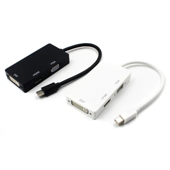 3 v 1 Kombinovaný 1080P Mini DP DisplayPort na HDMI VGA DVI Video Kábel Adaptéra Converter pre Apple MacBook Pro Vzduchu