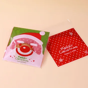 100ks/veľa Transparentné Sušienky Vrecká 10 x 10+3 cm Druh Santa Claus Vzor Samolepiace Tašky Na štedrý Deň je Dar, Candy Bag