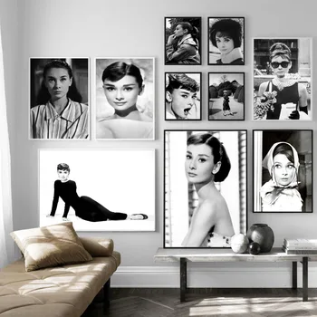 Čierna a Biela Audrey Hepburn Plagáty na Stenu Umelecké Plátno Módne Plagáty Brigitte Vytlačí maľovať Obrázky Obývacia Izba Domova