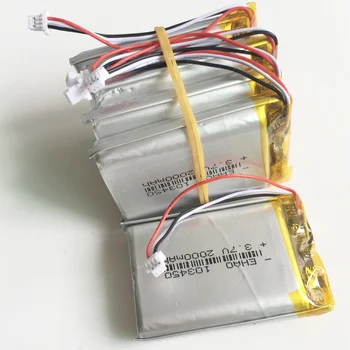 5 ks 103450 3,7 V 2000mAh lipo polymer lithium nabíjateľná batéria + JST 1.0 mm 3pin konektor pre GPS navigátor, DVD, e-book, fotoaparát