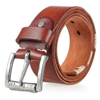 Top Cow originálne kožené pásy pre mužov džínsy Urobiť, staré hrdzavé pin pracky retro vintage mens muž kovboj pás ceinture homme