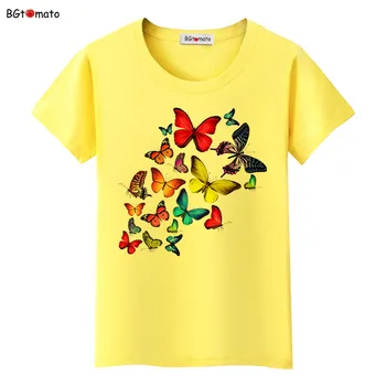 BGtomato Letné farebné butterfly tričko ženy krásne Šaty, Tričko cool top Tees Značky T-shirt Milovníkov kawaii Tričko plus veľkosť