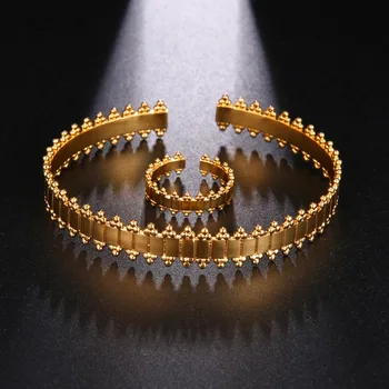 Ženy to otvorenie náramok, prsteň dve kus vyhovovali osobnosti módne šperky geometrie módne šperky dve dielna sada