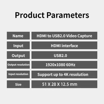 Mini USB 2.0, HDMI Video Capture Karty 1080P Video Grabber, Záznam, Pole fr PS4 Hry DVD Videokamera HD Kamery Nahrávanie Live Streaming