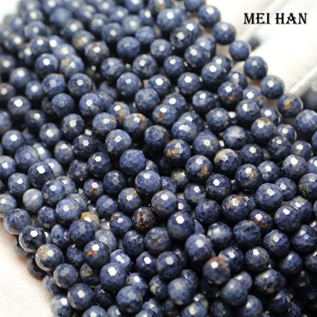 Meihan doprava zadarmo (62beads/set) prírodné modré sapphiree 6-6.5 mm tvárou kolo voľné korálky pre šperky robiť dizajn