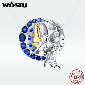 WOSTU Hot Predaj Korálok, Autentické 925 Sterling Silver Originálne Modrá Lunárny Pixie CZ guličiek Na Náramok& Náramok Pre Ženy DAC070