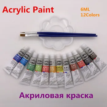 Povolanie Akrylových Farieb Trubice Nastaviť Nail Art, Lakovanie Nástroj Na Kreslenie Pre Umelcov, 12 Farieb Ponúkame Farby, Štetce A Palety