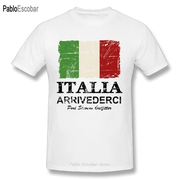 Taliansko Vlajky Vintage Krátky Rukáv Organická Bavlna pánske T-Shirt Mužov Kolo Golier Tee Tričká Krátky Rukáv Hot Predaj
