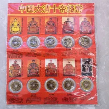 Medené mince, sady starovekých Čínskych cisárov, zbierka starožitností