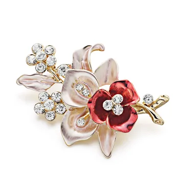 Elegantný Červený Kvet Brošňa Pin Amazing Crystal Brošňa Pre Svadobné Svadobné Krásne Šperky Pre Ženy Darček Z024
