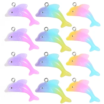 Sansango 10pcs zobrazili kľúčové tlačidlá Krásne Dolphin 33x17mm Živice Charms Prívesky Pre DIY Náušnice Keychain Náhrdelník Príslušenstvo Šperky