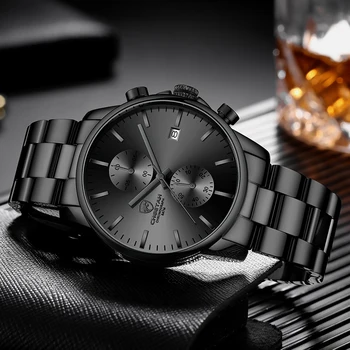 Nový GEPARD Muži Hodinky, Luxusné Značky Business Black Quartz Hodinky Pánske Nepremokavé Chronograf Športové Náramkové hodinky Dátum Muž Hodiny