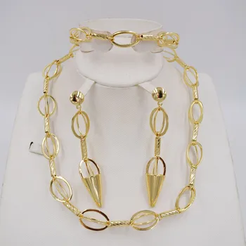 Vysoká Kvalita Taliansko 750 Zlatá Farba Šperky Set Pre Ženy, afriky korálky jewlery módne necklcace nastaviť náušnice etiópskej šperky