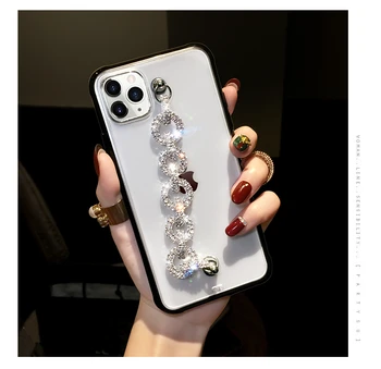 Pre iphone 12 Pro Mini Prípade Bling Drahokamu Diamantový Náramok Reťazca Crystal puzdro Pre iPhone 11 Pro MAX XR X 6 7 8 Plus SE 2020