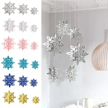 6PCS Strany snehové Vločky, Vianočné Dekorácie 3D Hollow Snowflake Papierové Girlandy Ornament Falošné Zimné Dekorácie Pre Domov