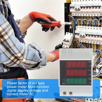D52-2047 Din Lištu Ammeter Voltmeter Aktívny Power Factor Času, Energie Napätie Test Ľahko Účtovná Ľahký Gadgets