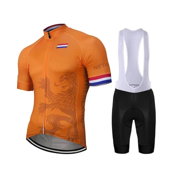 Holandsko Orange Cyklistika Dres Nastaviť Holland Cyklistické Oblečenie, Cyklistické Šortky Cestnej Bike Vyhovovali MTB Nosenie Fietskleding Wielerkleding