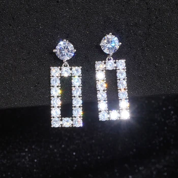 Luxusné Číry Kubický Zirkón Drop Náušnice pre Ženy Fashion Square Crystal Visieť Náušnice Ženské Svadobné Šperky Darček WX250
