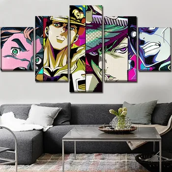 Moderné umelecké Diela 5 Kusov Anime radu jojo je Bizarné Dobrodružstvo Plagáty Plátno HD Vytlačené Dekoratívne Nástenné Art Modulárny Obrázky Rámec
