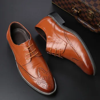 Luxusné Originálne Kožené Mužov Topánky Šaty Letné Bežné Oxfords Muž Prízvukom Obuvi Priedušná Čipky Bytov Chaussure Homme Plus Veľkosť