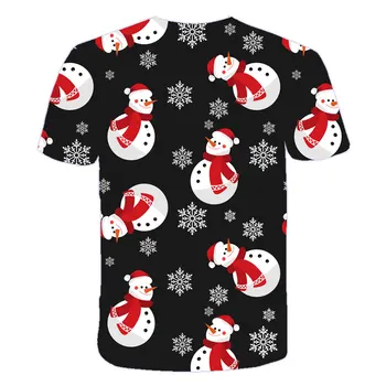 Deti tshirt 4-14 Y mačka Santa Claus Veselé Vianoce Sobov Vianočný strom 3d tlač T-shirt chlapcov Dievčatá Krátke Sleeve Tee