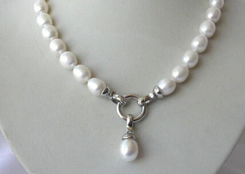 Doprava zadarmo ohromujúci 9-10 mm barokový bielych sladkovodných kultivovaných perlový náhrdelník