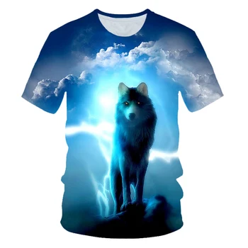 Zviera Wolf 3D Vytlačené Deti T-shirt Módne Letné Cartoon Krátky Rukáv T shirt Topy Streetwear Deti Tee